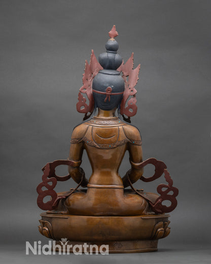 Back view of Amitayus Altar sculpture highlighting intricate details and artisan work