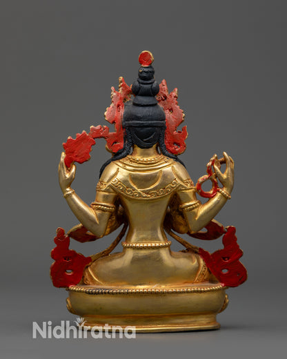 Back view of Avalokiteshvara Chenrezig Statue highlighting detailed craftsmanship and robes