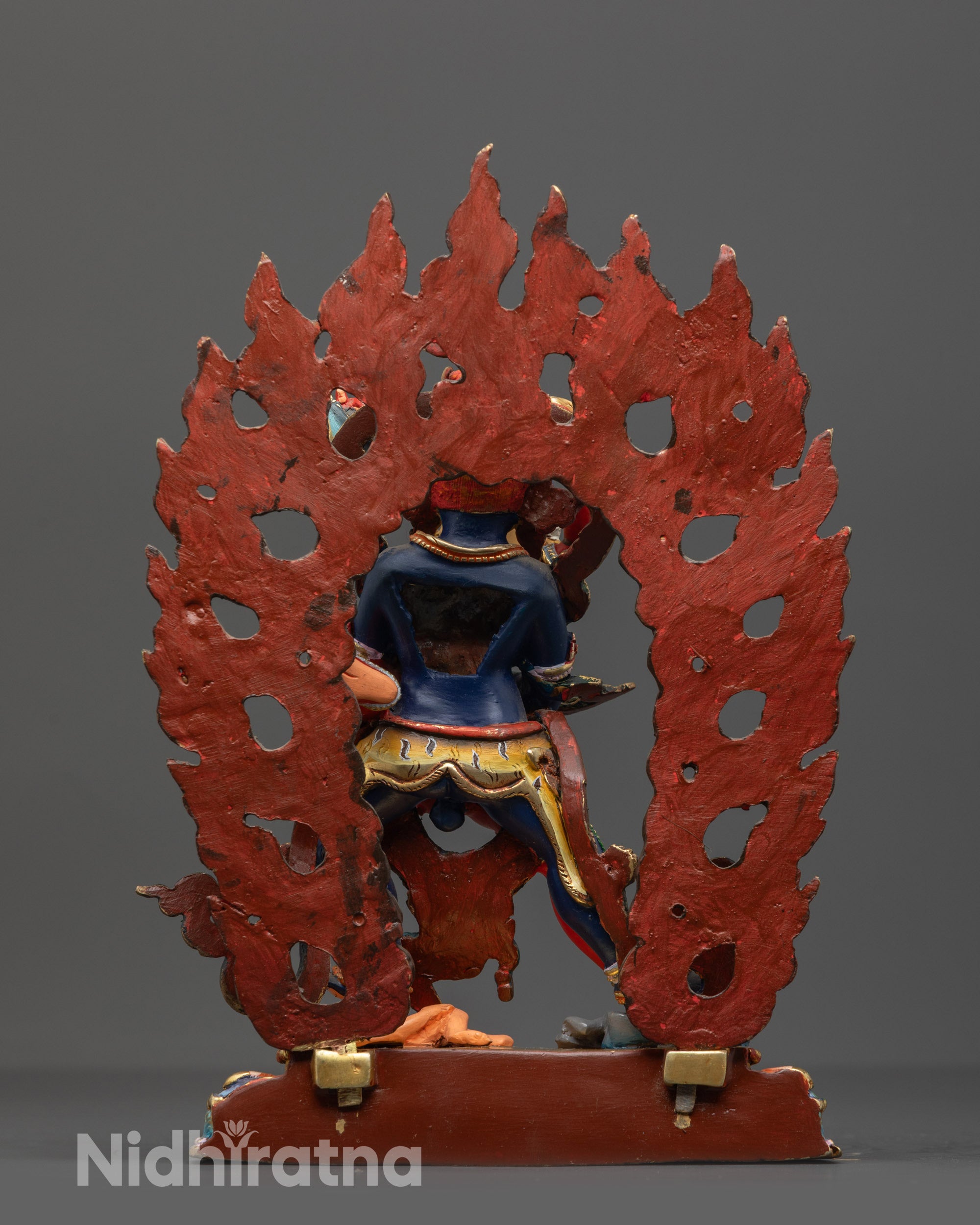 Back view of Chakrasamvara Consort Statue highlighting intricate carvings and robes