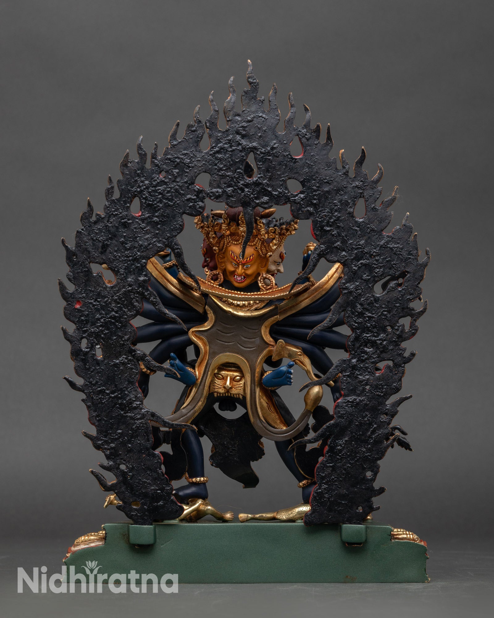 Back view of Chakrasamvara statue showing halo and detailed craftsmanship