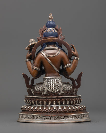 Back view of Chenrezig statue highlighting the hollow chamber feature