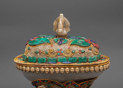 Back view of Crystal Kapala highlighting copper base