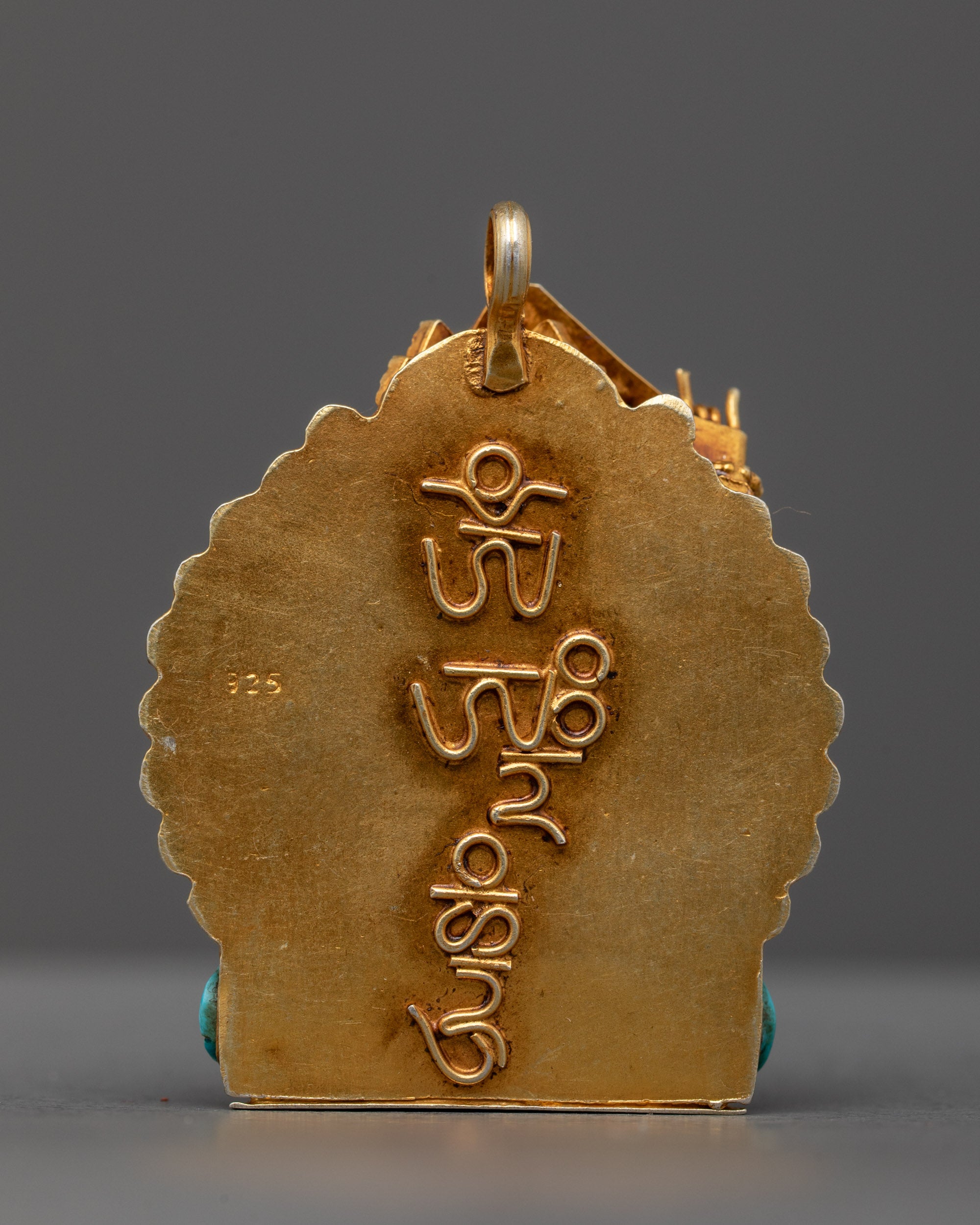 Back view of Divine Manjushri locket showcasing traditional craftsmanship from Patan, Nepal