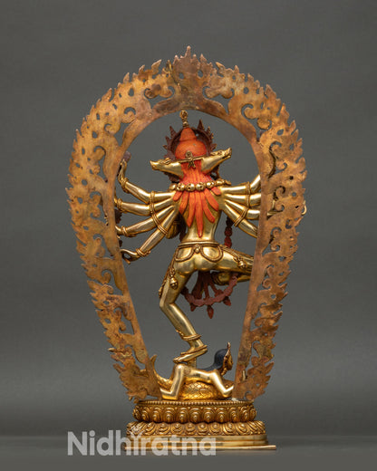 Back view of Dorje Phagmo Goddess statue highlighting hollow design and detailed Himalayan artistry