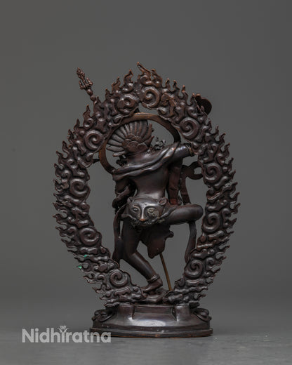 Back view of Dorje Phagmo statue showing flowing robes and intricate detailing