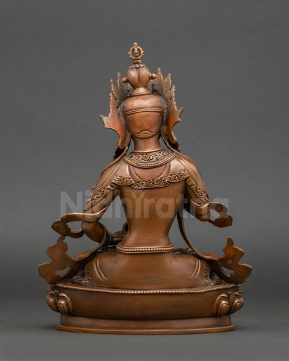 Back view of Dorje Sempa Vajrasattva statue with lotus seat and sacred detailing