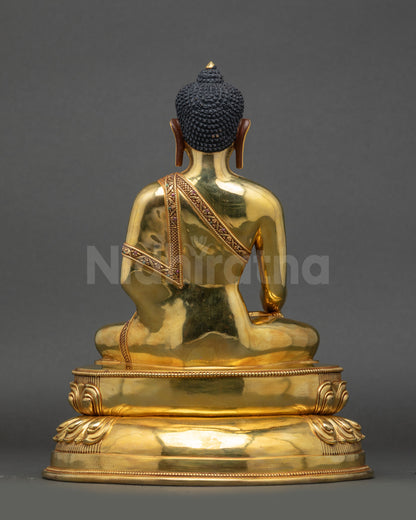 Back view of Elegant Shakyamuni Buddha Statue showing intricate robe and craftsmanship