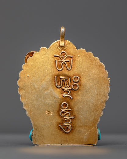 Back view of Ganesh amulet with detailed artisan filigree from traditional Nepalese craftsmanship