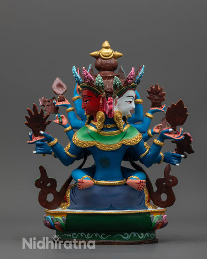Back view of Guhyasamaja Consort Statue showing carved details and traditional Himalayan artistry