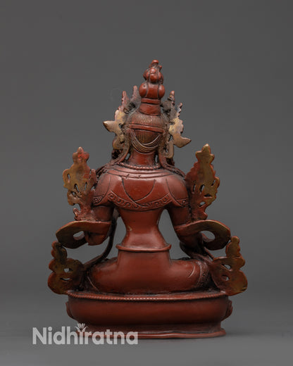 Back view of Handmade Sapta Lochani Statue highlighting intricate Himalayan iconography