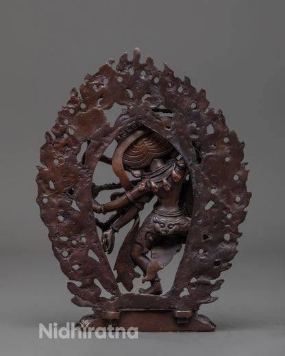 Back view of Kurukulla Statue highlighting radiant halo and intricate craftsmanship
