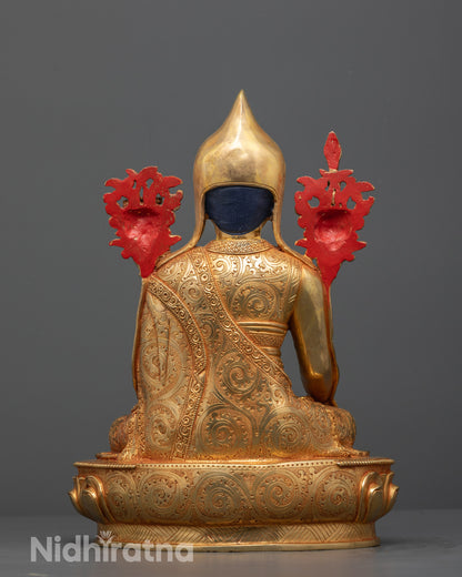 Back view of Longchenpa Statue highlighting intricate hand-carved details