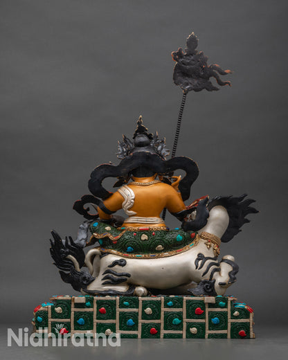 Back view of Namtoshe Statue with lotus base and detailed gold-gilded craftsmanship