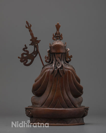 Back view of Oxidized Tsokye Dorje Statue revealing natural darkened copper finish and craftsmanship