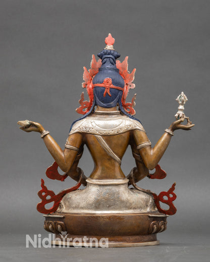 Back view of Prajnaparamita altar sculpture lost wax casting