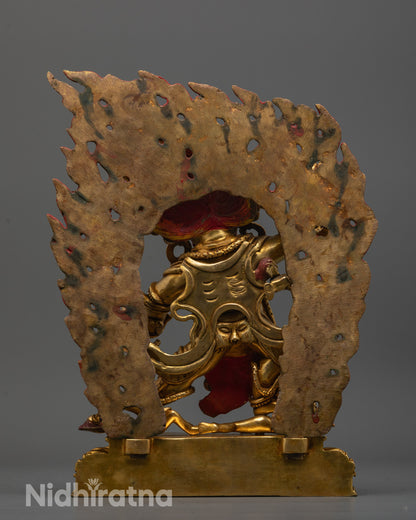 Back view of Premium copper Guru Dragpo Statue with radiant 24k gold coating