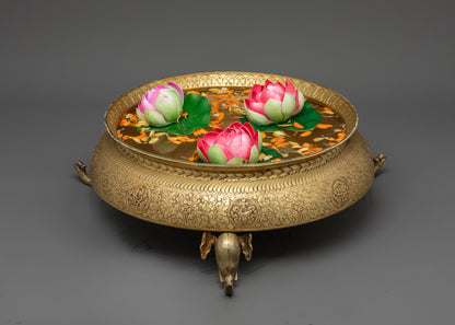 Back view of Ritual Tibetan Urli Bowl showcasing artisan-crafted details