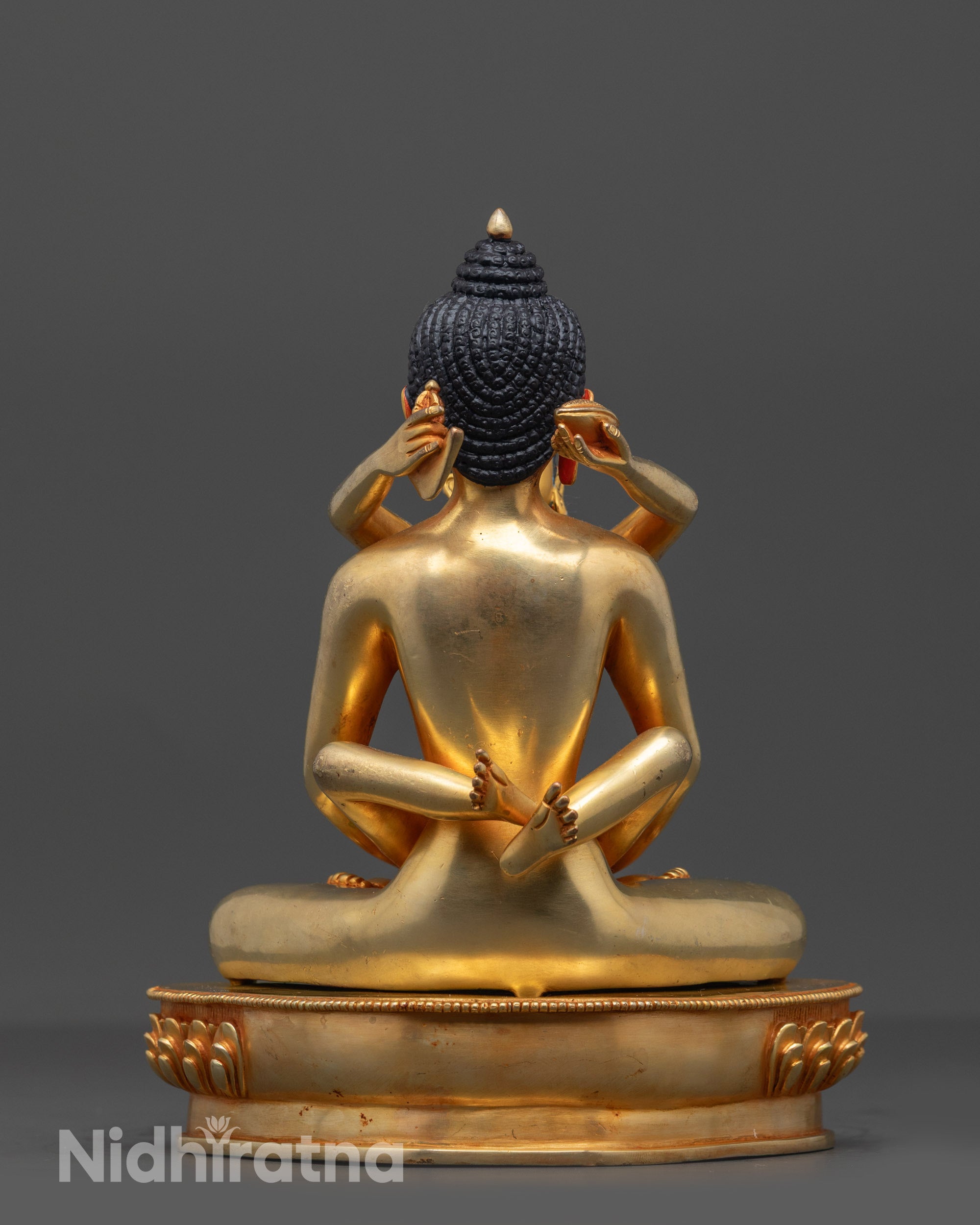 Back view of Samantabhadra & Samantabhadri statue showing intricate artisan craftsmanship