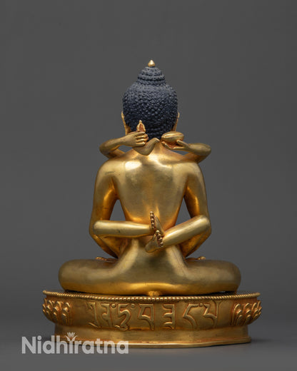 Back view of Samantabhadra Yab Yum Statue engraved with sacred Lantsa-script mantra