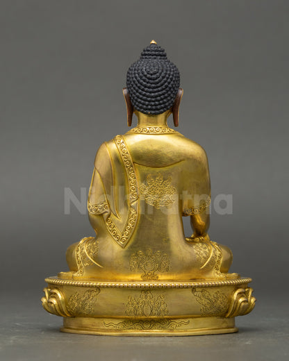 Back view of Shakyamuni Buddha Statue revealing detailed robes and craftsmanship