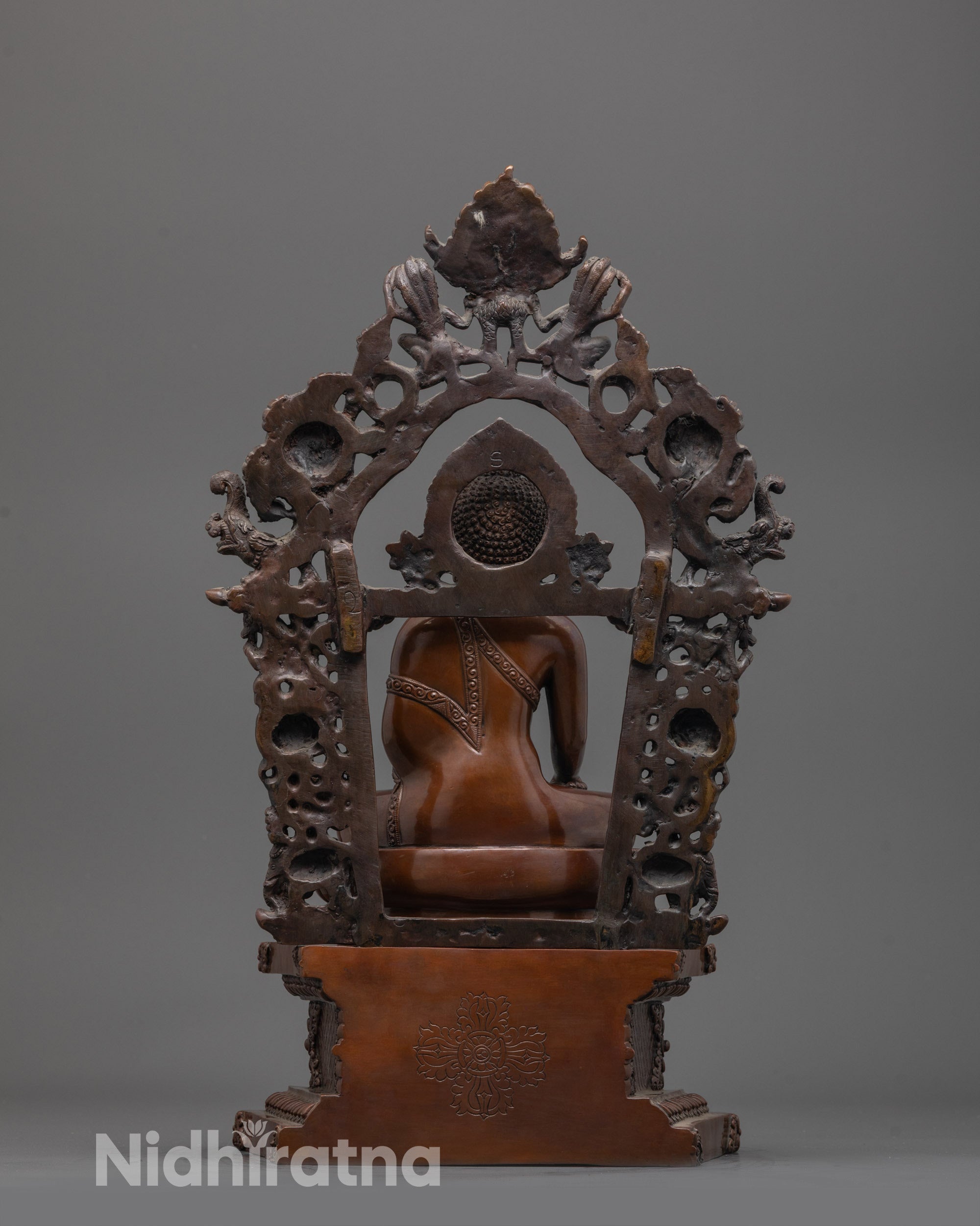Back view of Shakyamuni Buddha Statue showing hollow consecration chamber