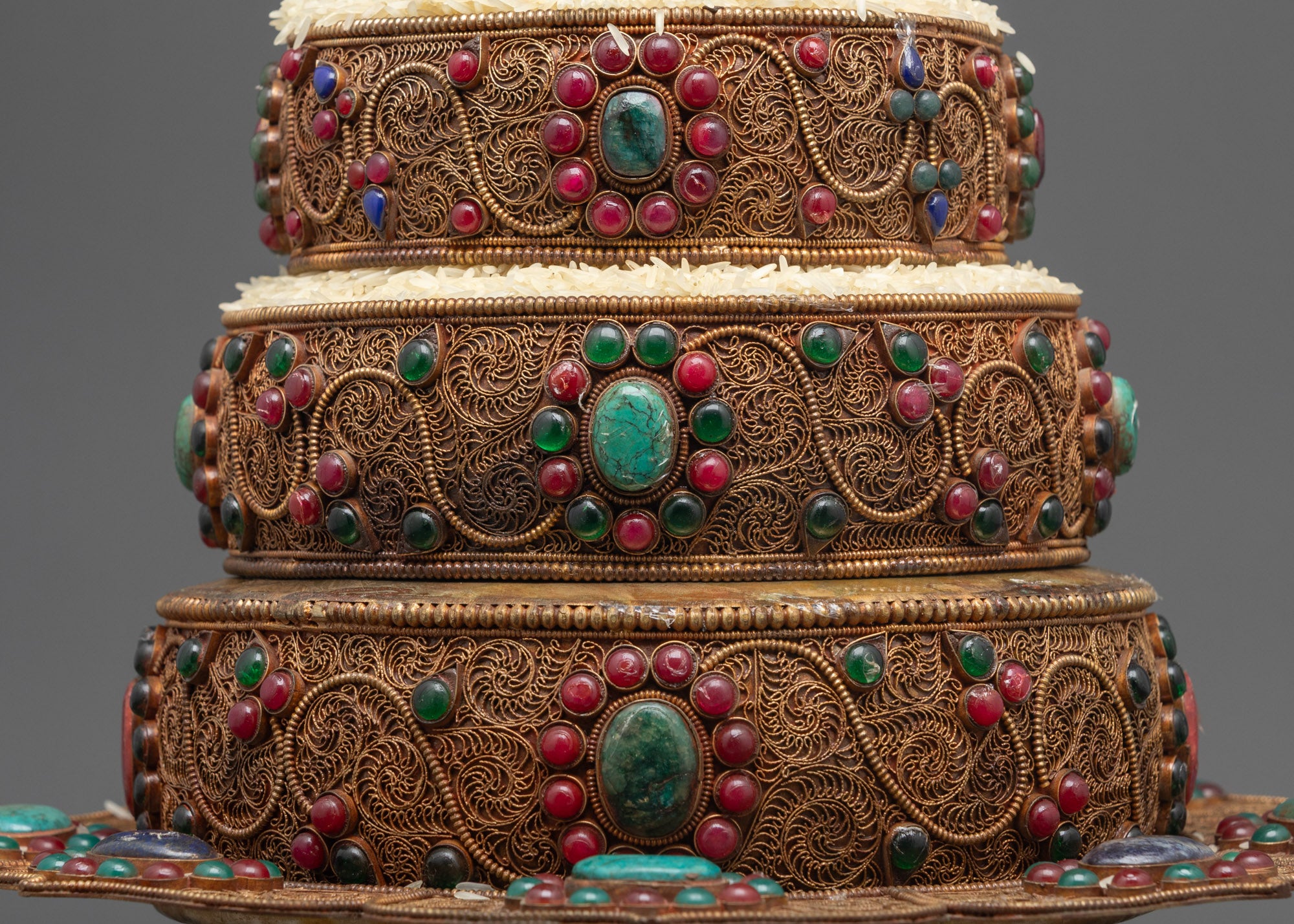 Back view of Tibetan Mandala displaying intricate craftsmanship and spiritual symbolism