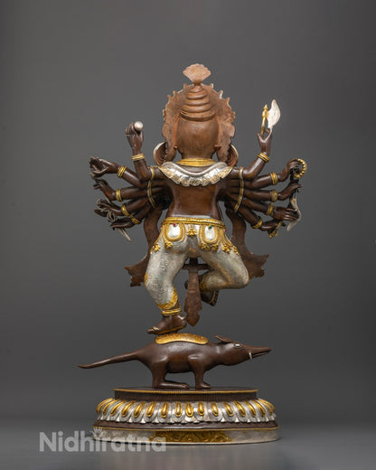 Back view of Traditional Ganesh sculpture from Nepal featuring hollow chamber