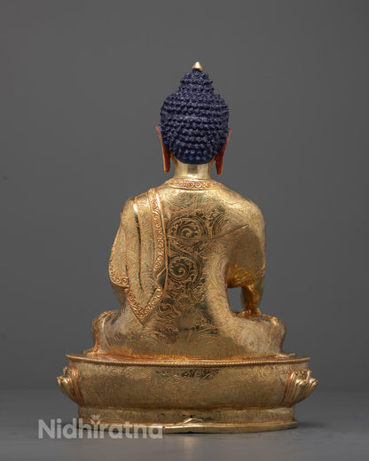 Back view of Traditional Shakyamuni Buddha statue featuring hollow chamber