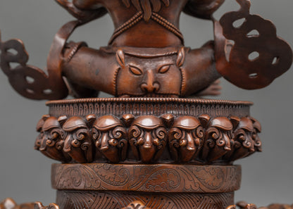 Back view of Vajradhaka Statue with hollow incense burner base for fire purification rituals