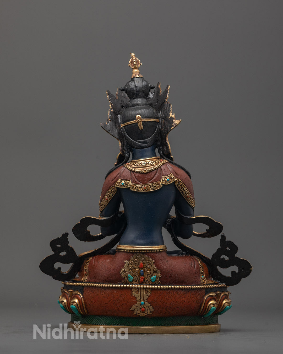 Back view of Vajradhara Buddha statue showcasing traditional Nepalese