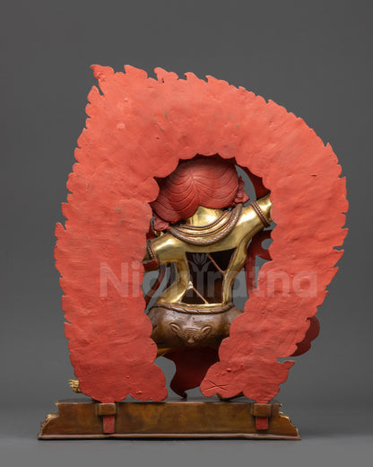 Back view of Vajrapani Himalayan protector statue showing intricate craftsmanship
