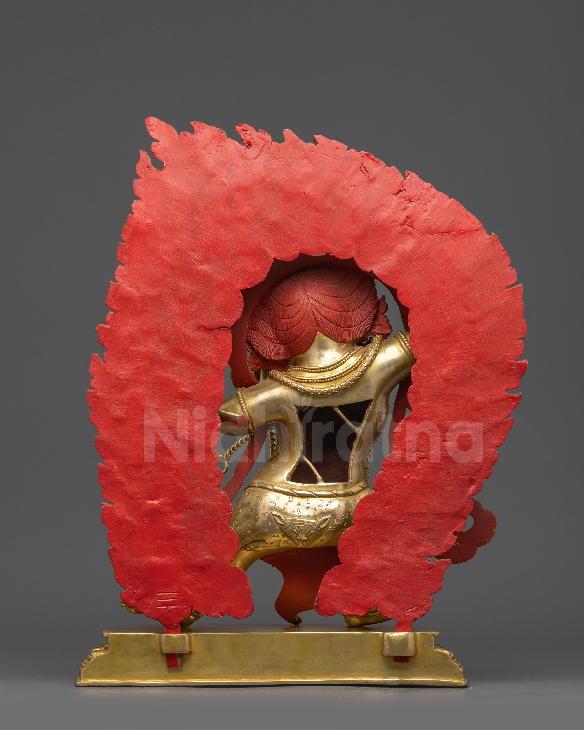 Back view of Vajrapani Statue showing intricate robe carvings and craftsmanship