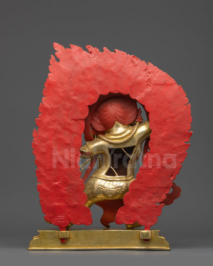 Back view of Vajrapani Statue showing intricate robe carvings and craftsmanship