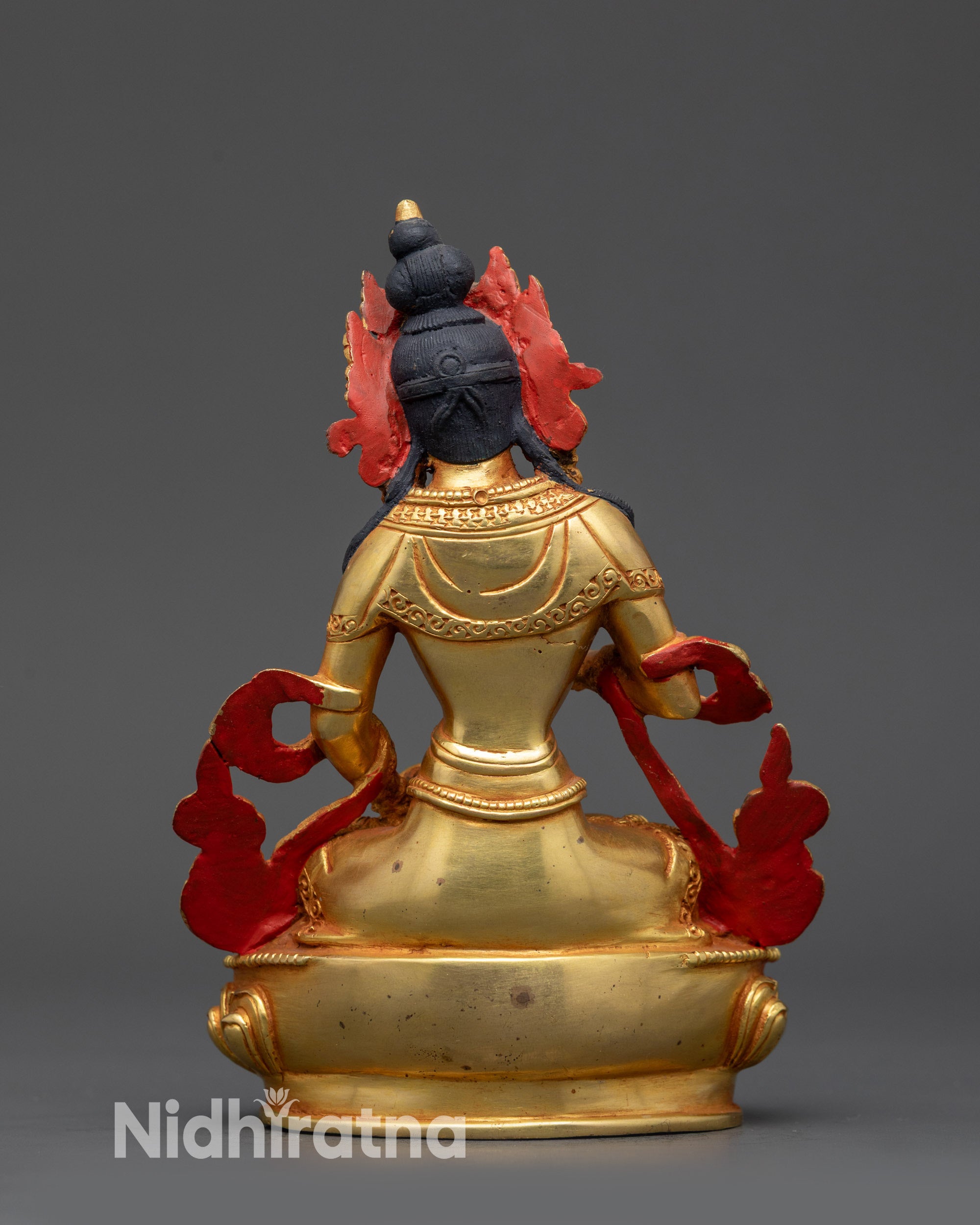 Back view of Vajrasattva Dorje Sempa statue showing detailed craftsmanship and attire