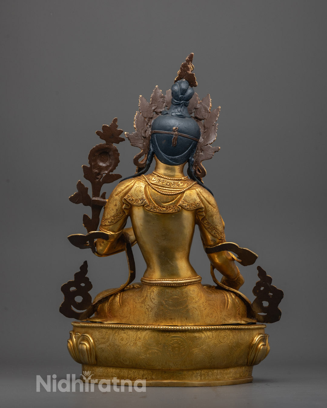 Back view of White Tara Statue handcrafted in Patan Nepal