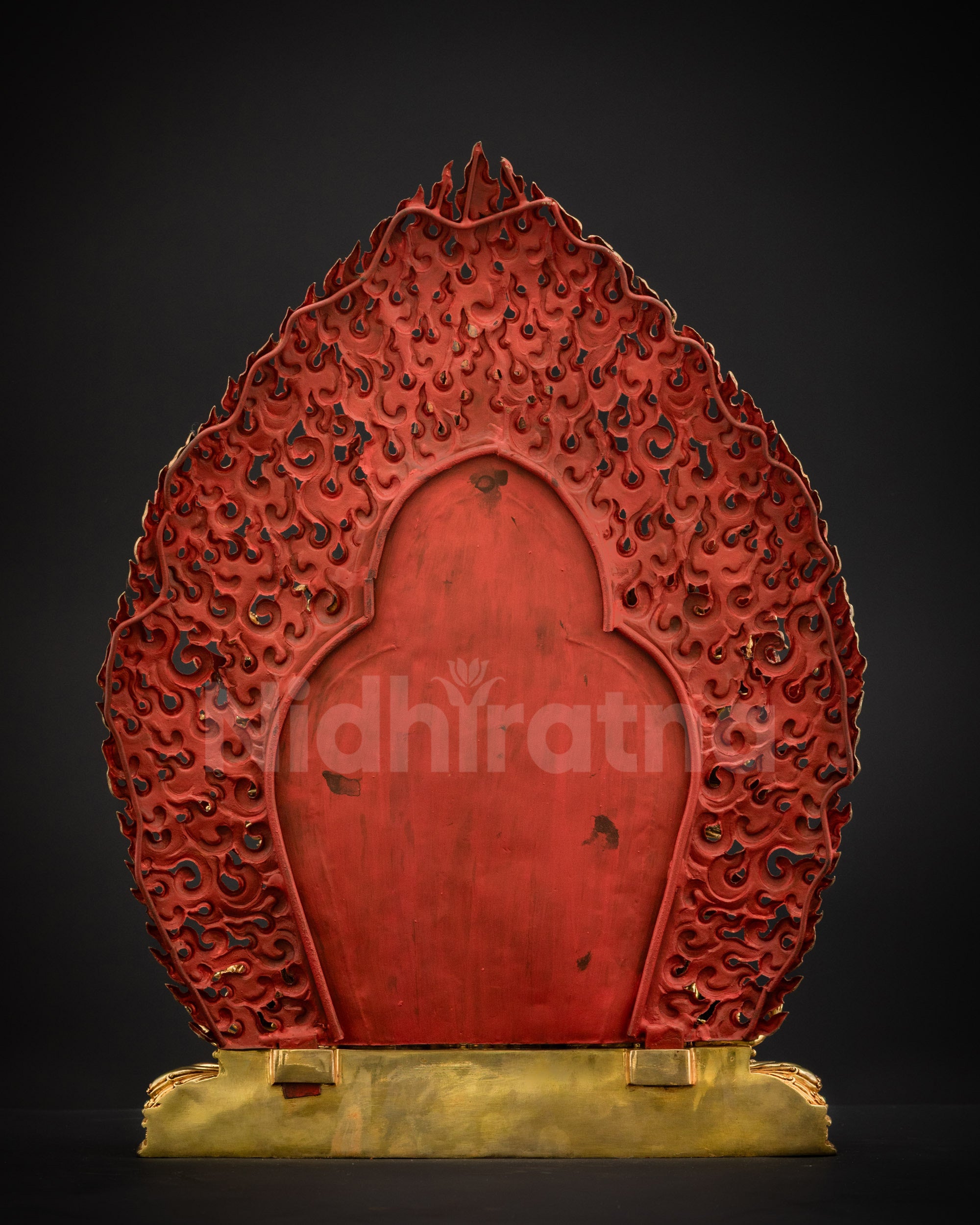 Back view of Yamantaka Masterpiece on lotus seat with miniature celestial figures and subjugated enemies