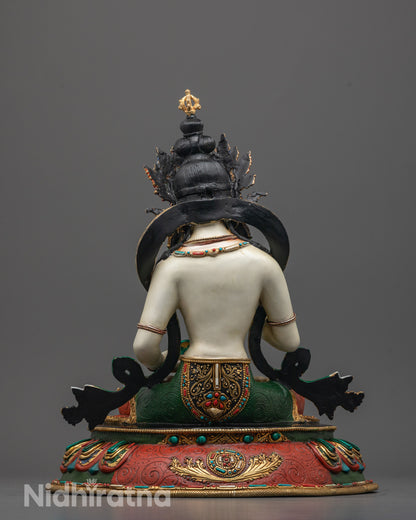 Back view of copper Vajrasattva Statue handcrafted using the lost wax method