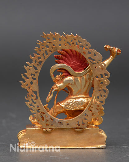 Back view of gold fire-gilded Vajrapani Bodhisattva sculpture, crafted using electroplating technique