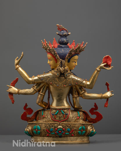 Back view of hand-carved Nepalese Namgyalma Statue