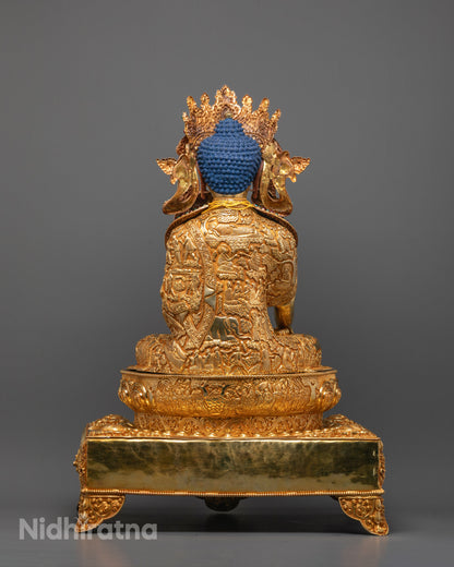 Back view of handcrafted Jowo Rinpoche statue with mantra chamber