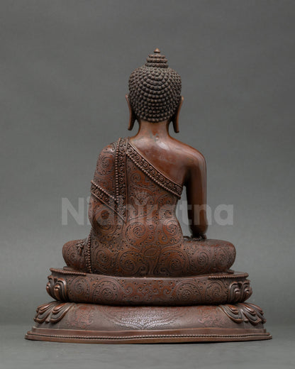 Back view of handcrafted Patan Buddha statue, perfect for home altar or meditation