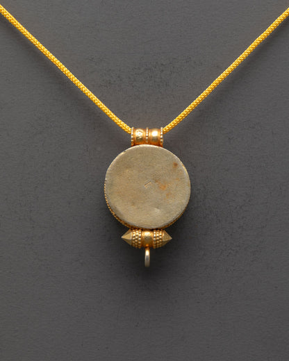 Back view of handcrafted Tibetan Gyeltshen locket made by artisans in Patan, Nepal
