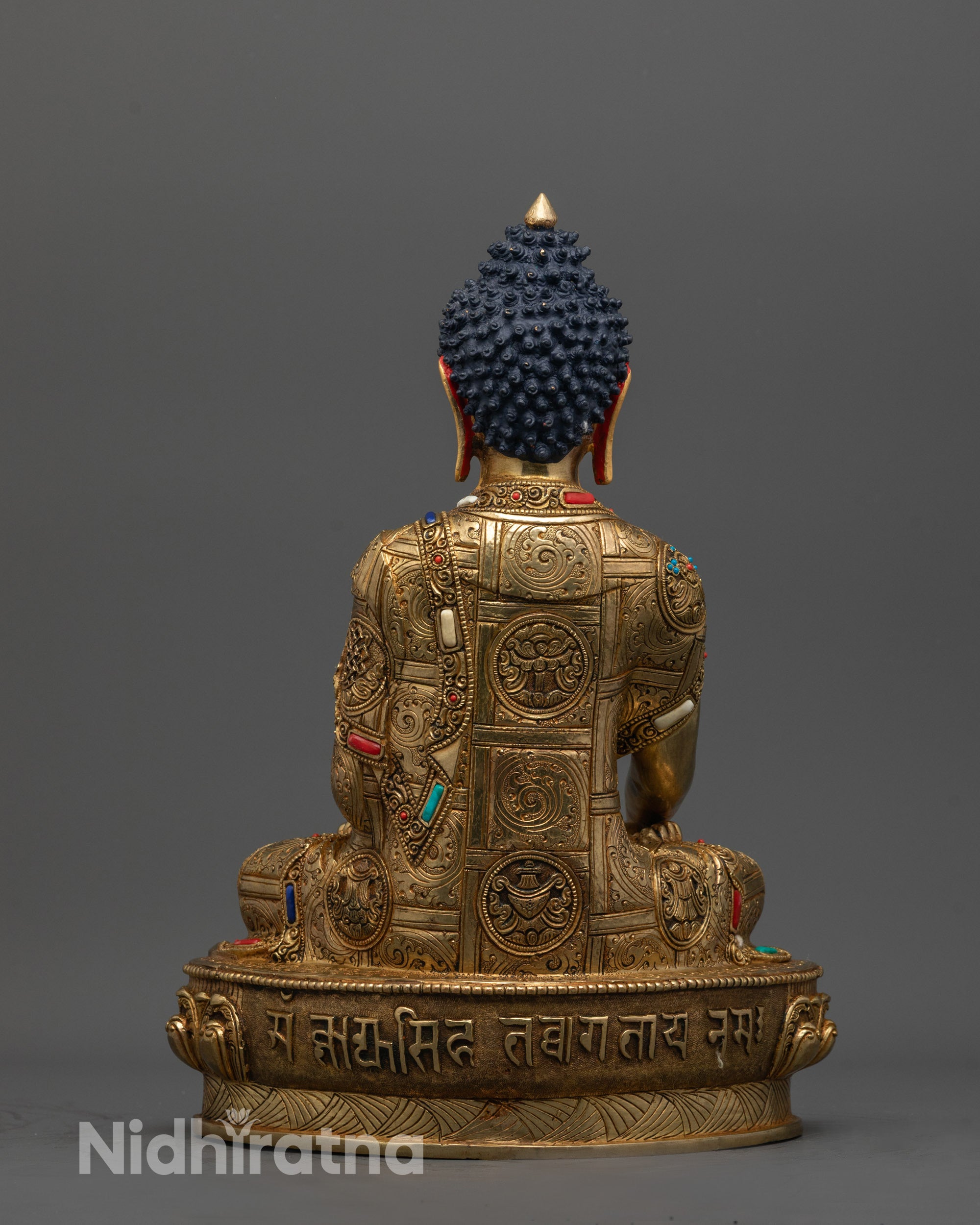 Back view of lotus base and detailed carved patterns on Shakyamuni Buddha Statue