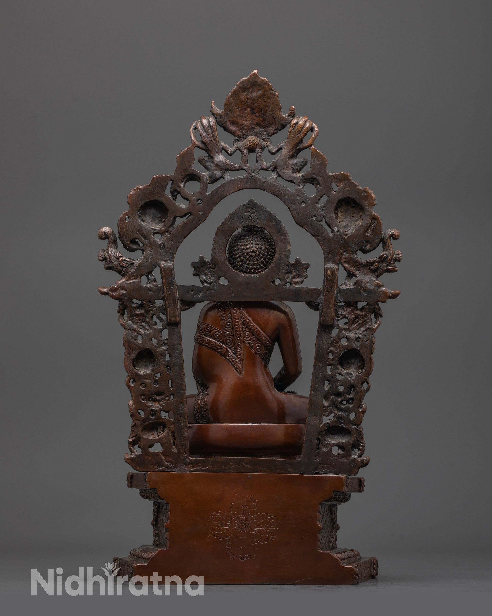 Back view of the Amitabha Buddha Statue featuring hollow consecration chamber