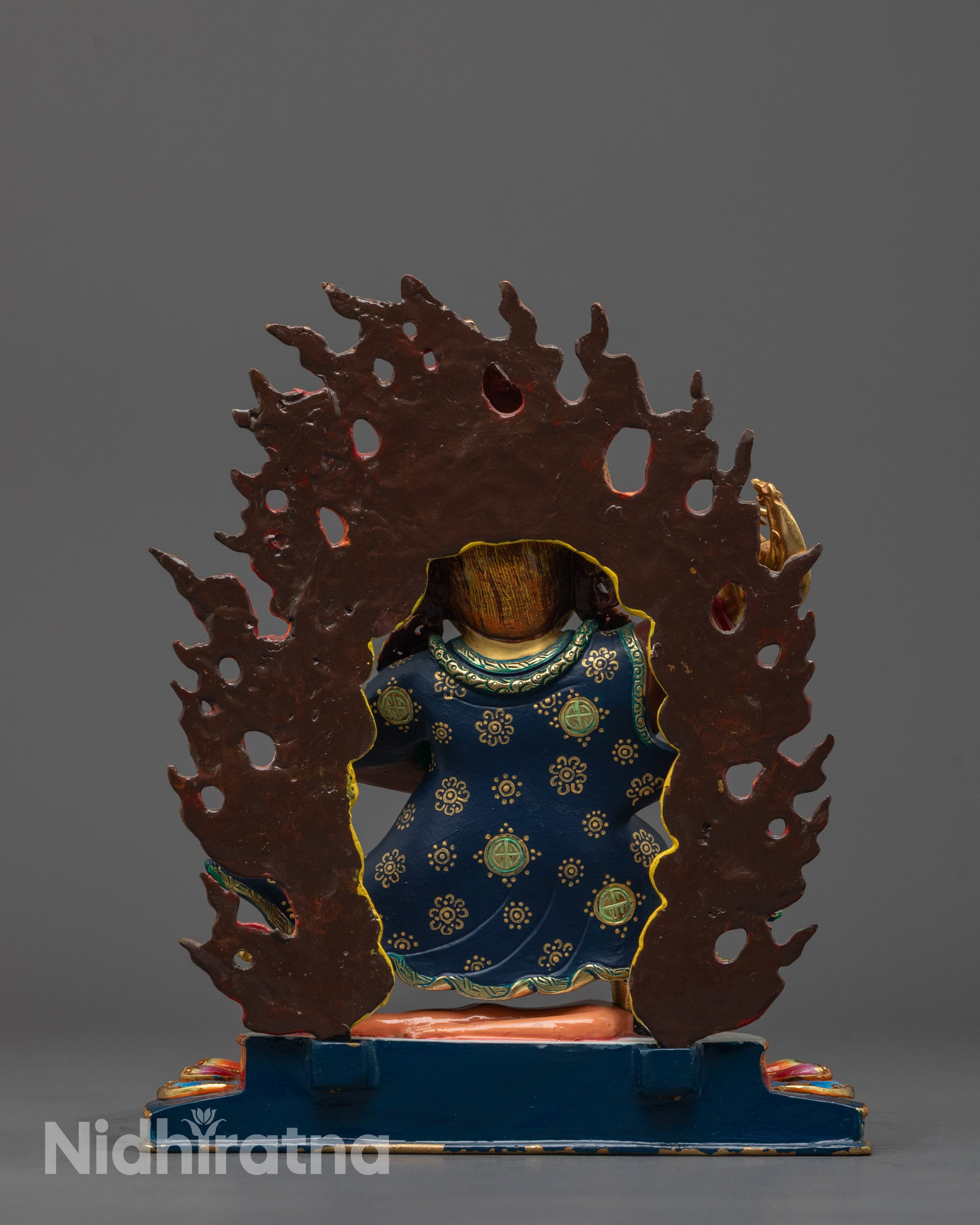 Back view of the Mahakala Bernagchen Sculpture with colored details