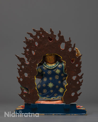 Back view of the Mahakala Bernagchen Sculpture with colored details