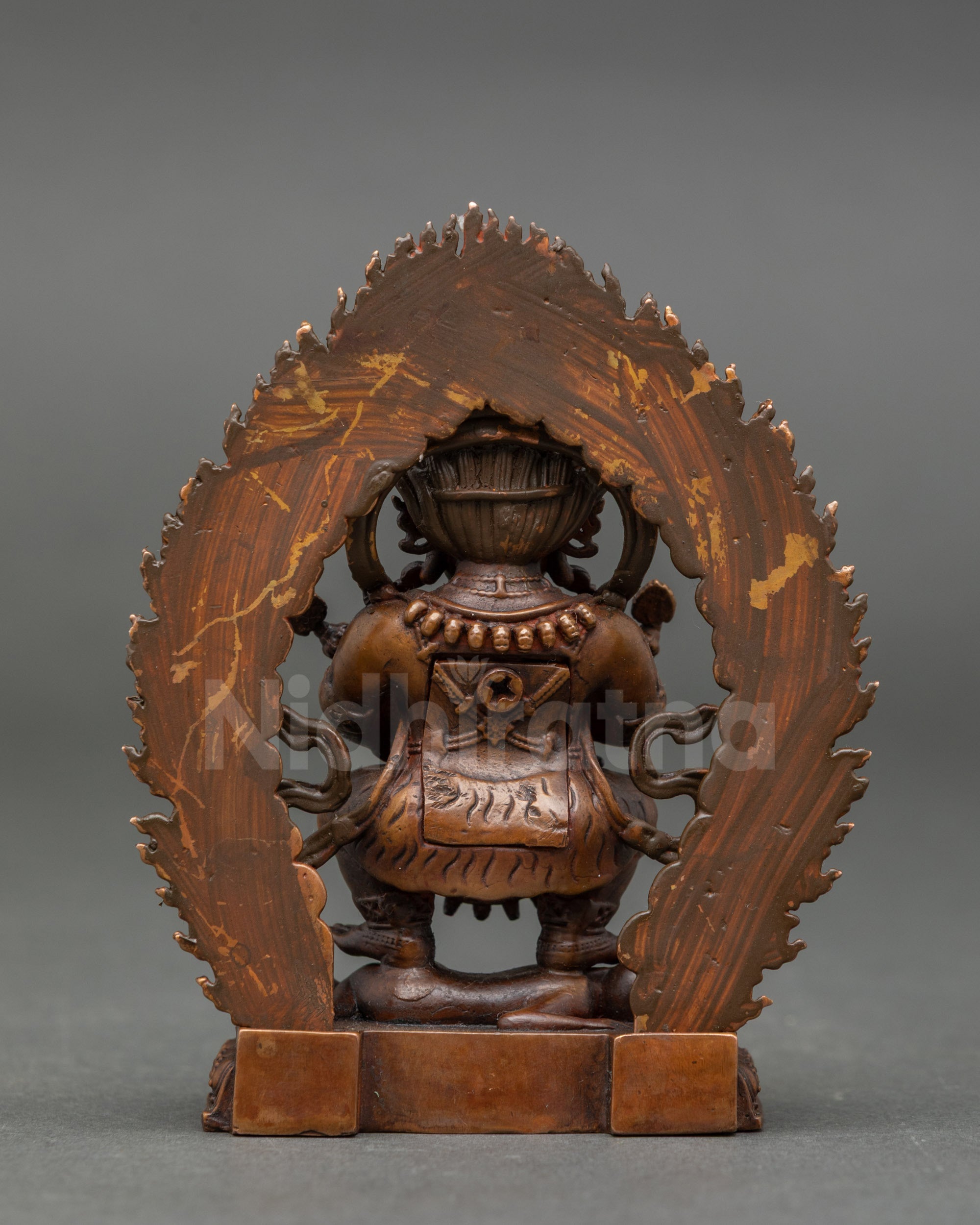 Back view of the Sakya Mahakala Statue, highlighting intricate craftsmanship and detailing