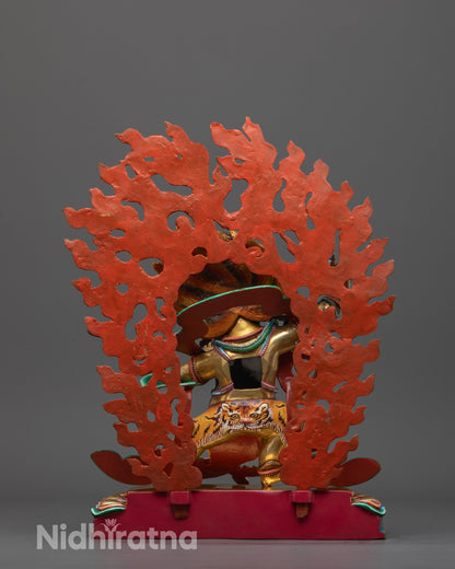 Back view of the Vajrapani Statue featuring the detailed halo design and flowing adornments