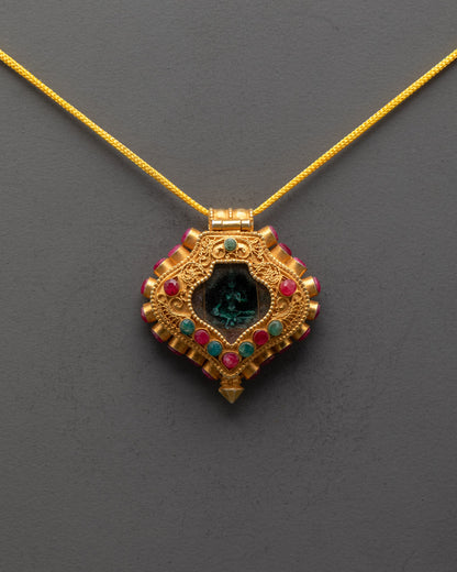Beautiful Green Tara Locket | Sacred Buddhist Pendant
