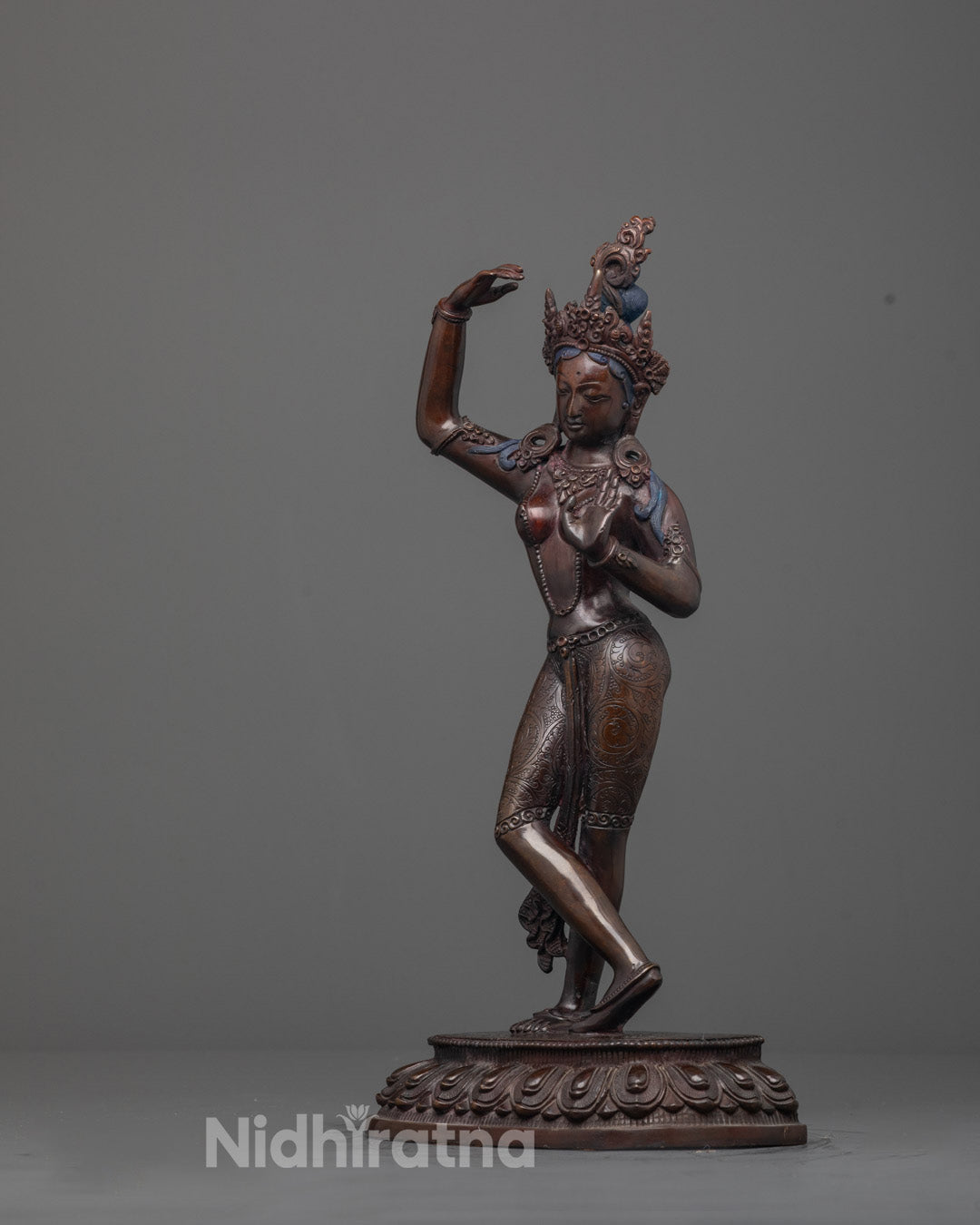 Beautiful oxidized copper Mayadevi Buddha’s mother statue with antique finish